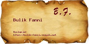 Bulik Fanni névjegykártya
